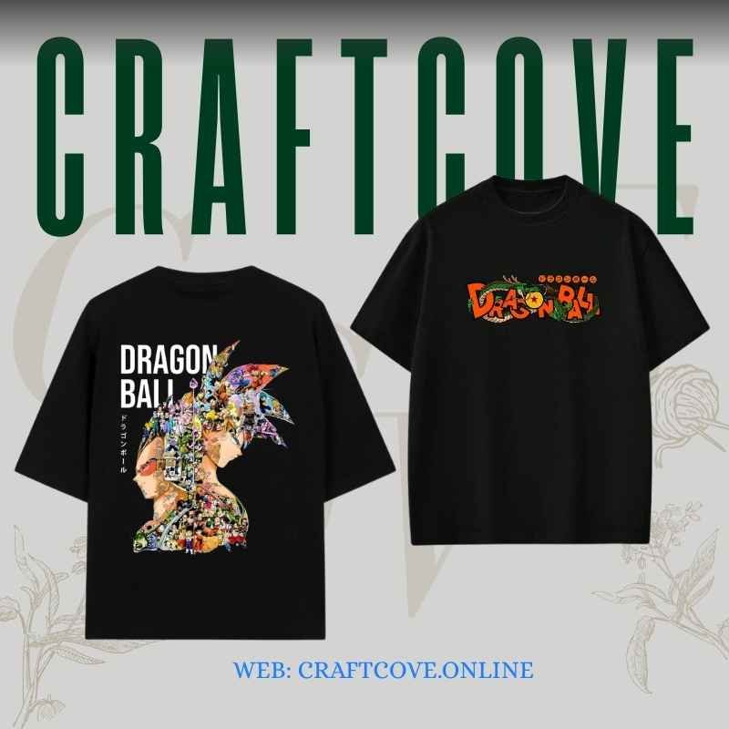 Dragon Ball Printed Black Oversized T-Shirt