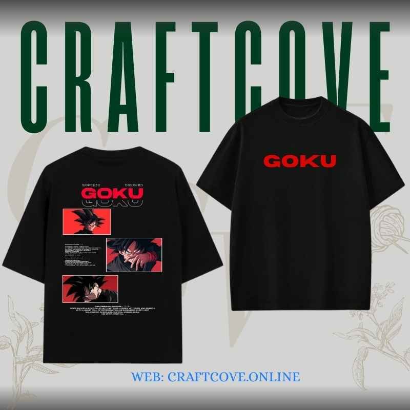 Goku Printed Oversized T-Shirt | Anime Streetwear Graphic Tee | CraftCove