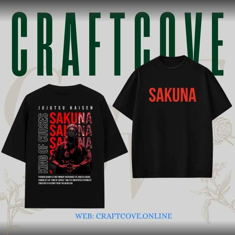 Sukuna Anime Oversized T-Shirt | Jujutsu Kaisen Streetwear Tee | CraftCove