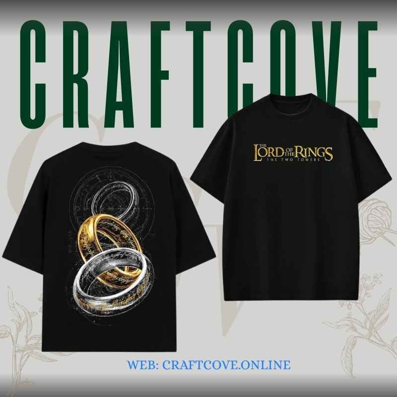 Lord of the Rings Black Oversized T-Shirt | Fantasy Streetwear Graphic Tee | CraftCove