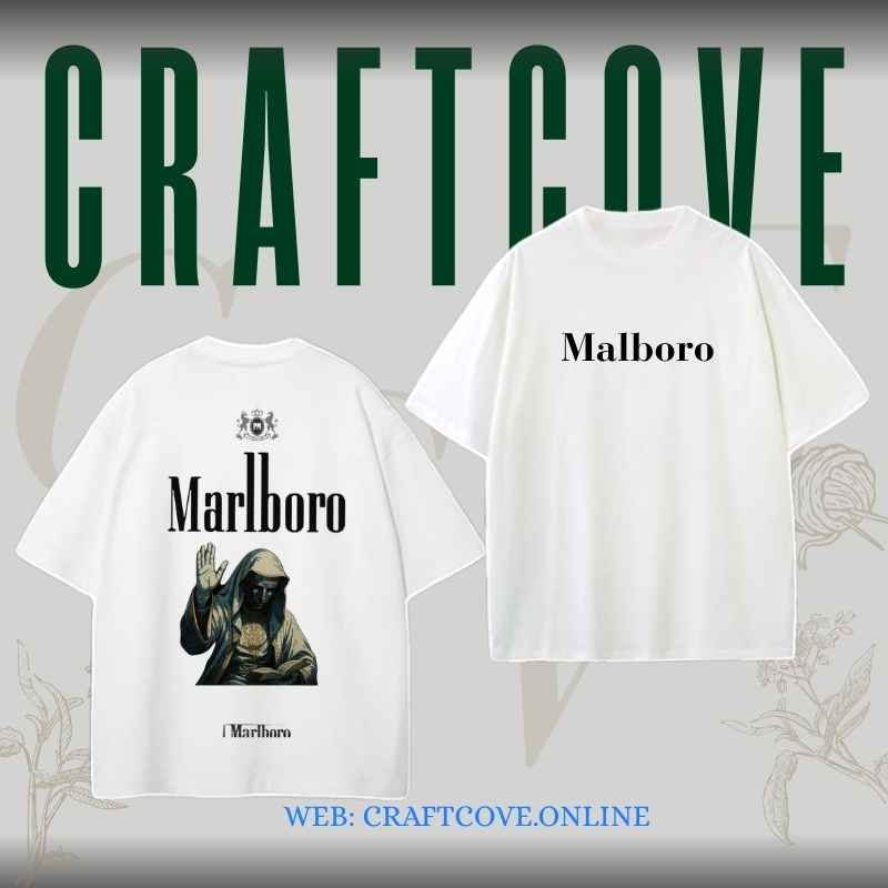 Marlboro Style Printed White Oversized T-Shirt
