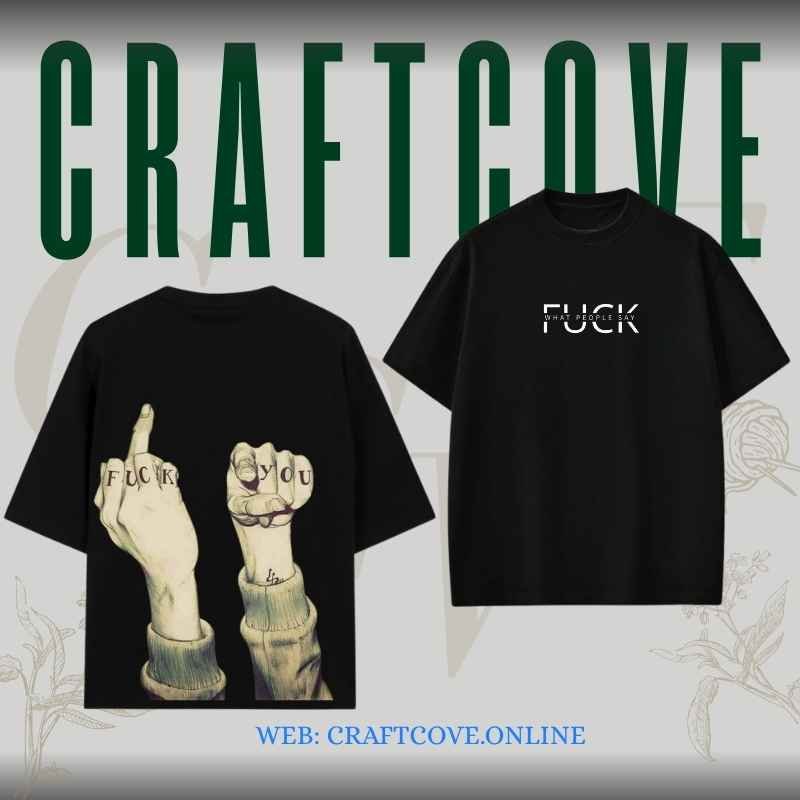 Rebel Hand Graphic Black Oversized T-Shirt | Bold Streetwear Tee | CraftCove