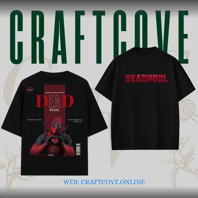 Deadpool Black Oversized T-Shirt | Marvel Anti-Hero Streetwear Tee | CraftCove