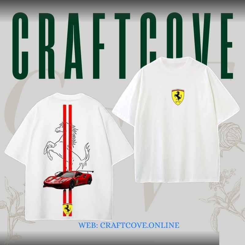 Ferrari Full Printed Oversized T-Shirt | Luxury Supercar Streetwear Tee | CraftCove