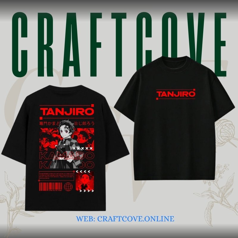 Tanjiro Anime Oversized T-Shirt | Demon Slayer Streetwear Tee | CraftCove